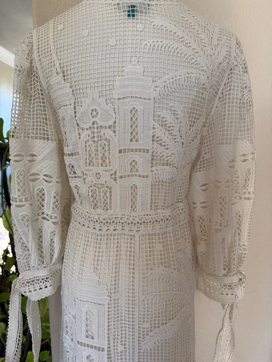 FARM Rio Morada Boa Guipure Lace Maxi Dress XS S 2 4 6 - Picture 10 of 12